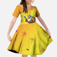 Personalized Funny Turkey Darts Kid Short Sleeve Dress with Sunglasses Dartboard - Wonder Print Shop