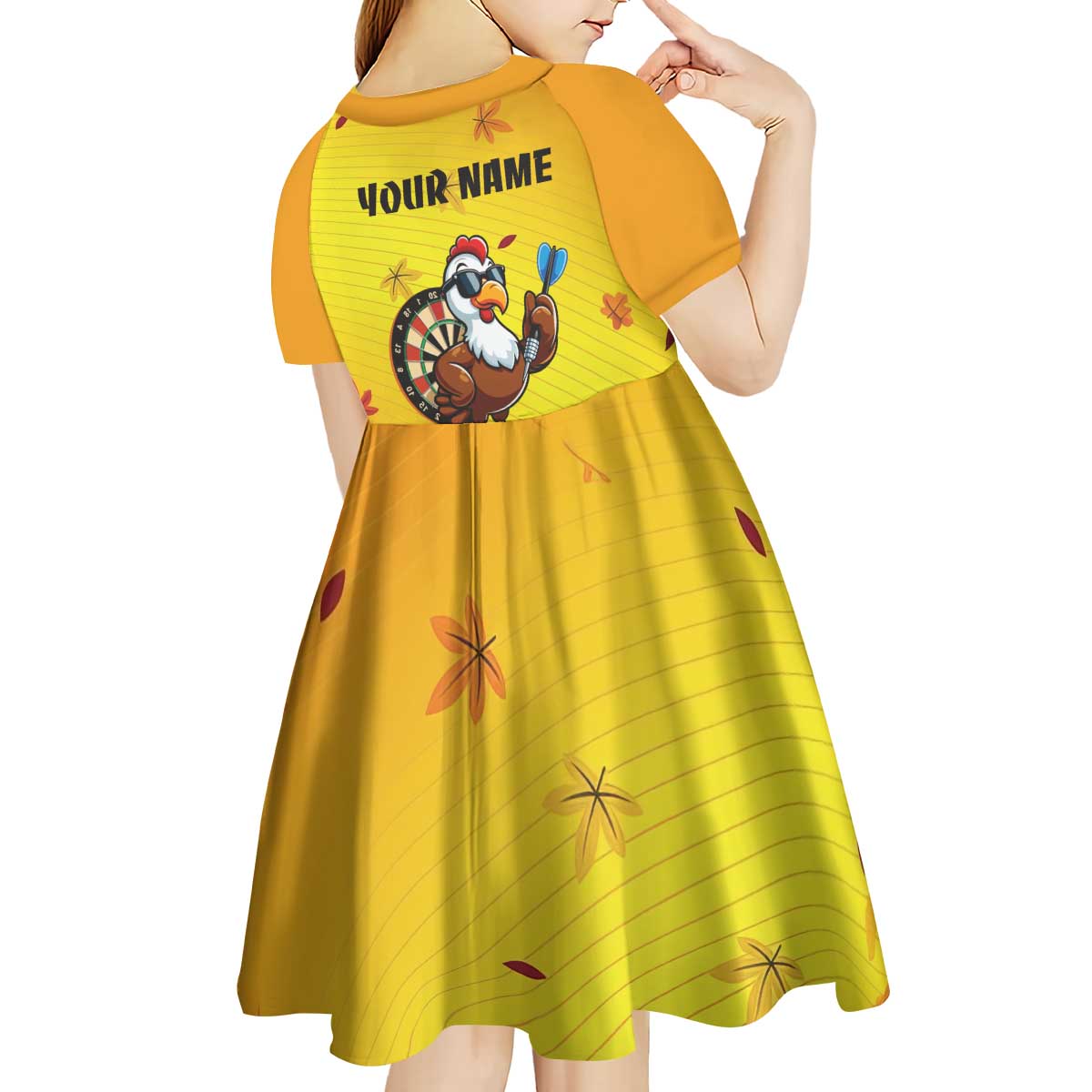 Personalized Funny Turkey Darts Kid Short Sleeve Dress with Sunglasses Dartboard - Wonder Print Shop