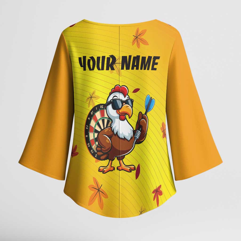 Personalized Funny Turkey Darts Kimono Sleeve Blouse with Sunglasses Dartboard - Wonder Print Shop