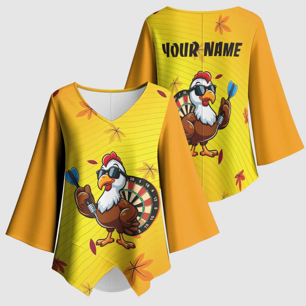 Personalized Funny Turkey Darts Kimono Sleeve Blouse with Sunglasses Dartboard - Wonder Print Shop