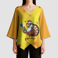Personalized Funny Turkey Darts Kimono Sleeve Blouse with Sunglasses Dartboard - Wonder Print Shop