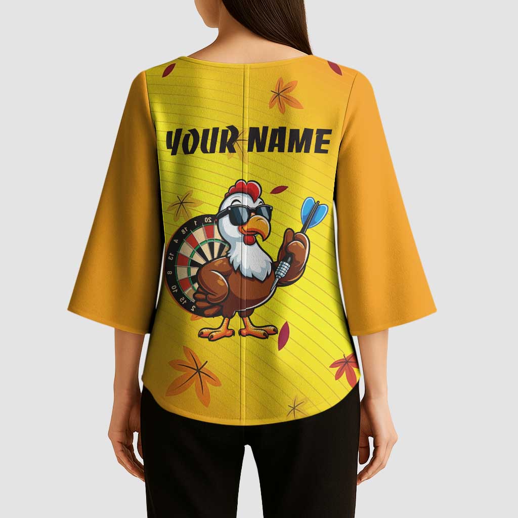 Personalized Funny Turkey Darts Kimono Sleeve Blouse with Sunglasses Dartboard - Wonder Print Shop