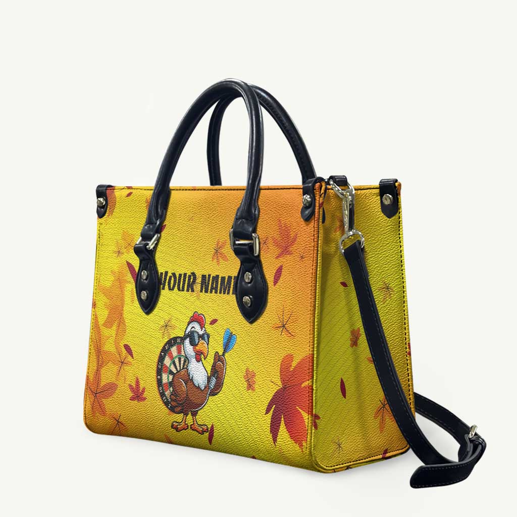 Personalized Funny Turkey Darts Leather Bag with Sunglasses Dartboard - Wonder Print Shop