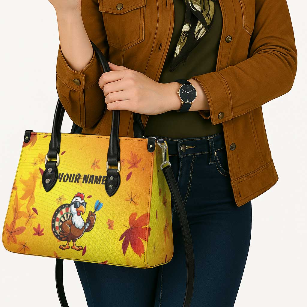 Personalized Funny Turkey Darts Leather Bag with Sunglasses Dartboard - Wonder Print Shop