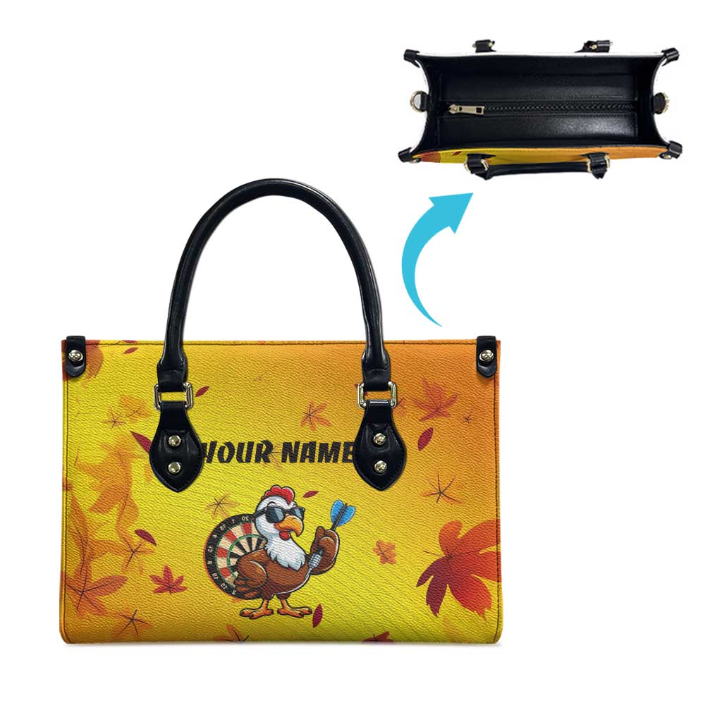 Personalized Funny Turkey Darts Leather Bag with Sunglasses Dartboard - Wonder Print Shop
