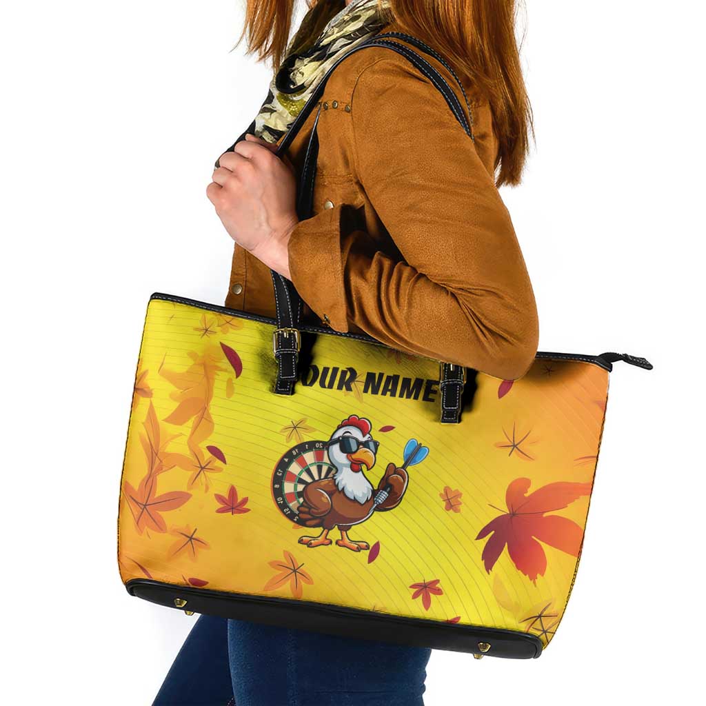 Personalized Funny Turkey Darts Leather Tote Bag with Sunglasses Dartboard - Wonder Print Shop