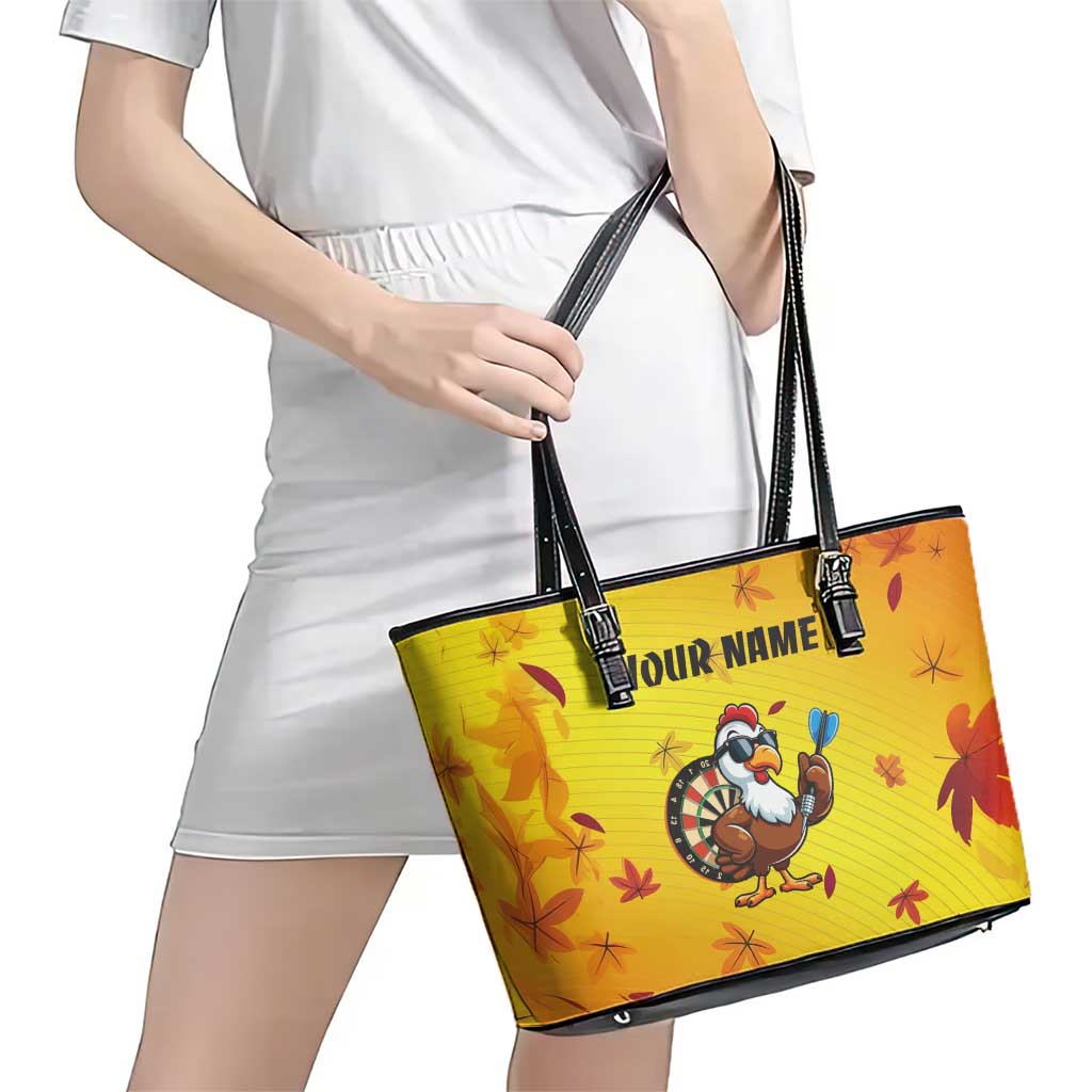 Personalized Funny Turkey Darts Leather Tote Bag with Sunglasses Dartboard - Wonder Print Shop