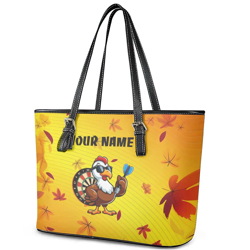 Personalized Funny Turkey Darts Leather Tote Bag with Sunglasses Dartboard - Wonder Print Shop