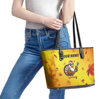 Personalized Funny Turkey Darts Leather Tote Bag with Sunglasses Dartboard - Wonder Print Shop