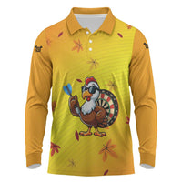 Personalized Funny Turkey Darts Long Sleeve Polo Shirt with Sunglasses Dartboard - Wonder Print Shop