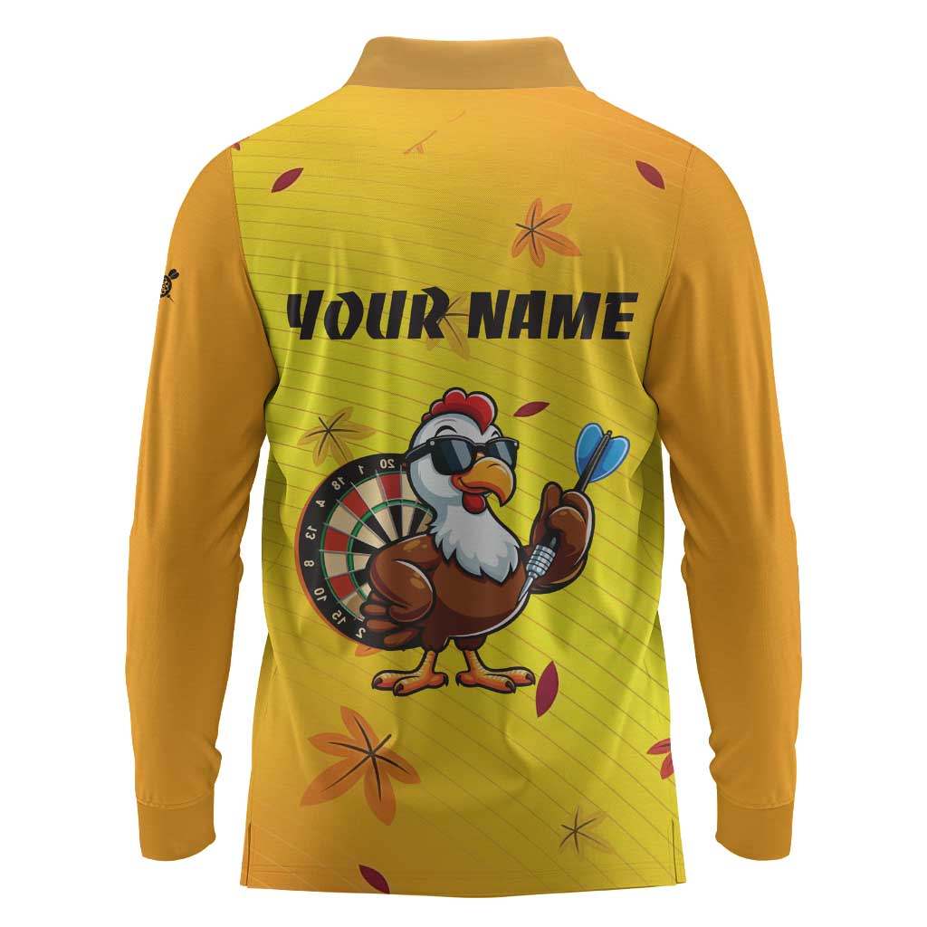 Personalized Funny Turkey Darts Long Sleeve Polo Shirt with Sunglasses Dartboard - Wonder Print Shop
