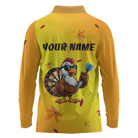 Personalized Funny Turkey Darts Long Sleeve Polo Shirt with Sunglasses Dartboard - Wonder Print Shop
