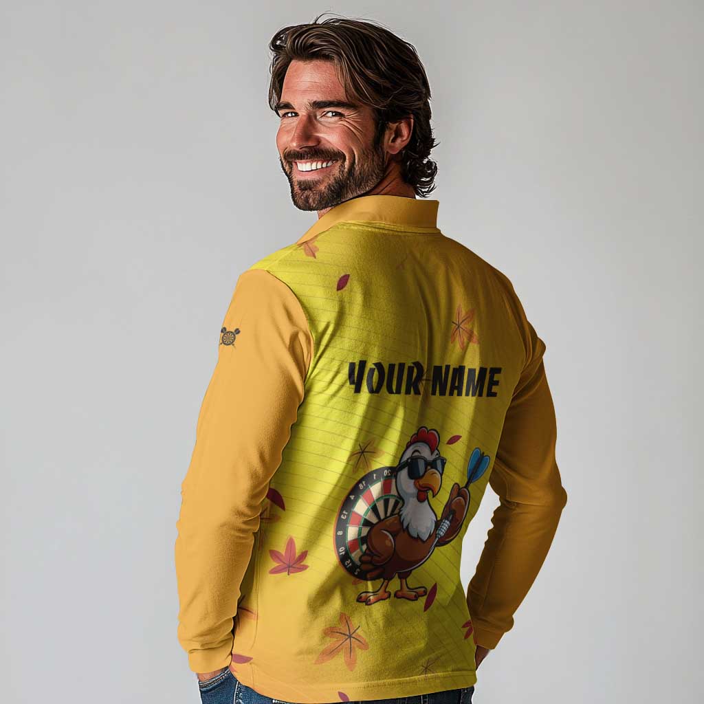 Personalized Funny Turkey Darts Long Sleeve Polo Shirt with Sunglasses Dartboard - Wonder Print Shop