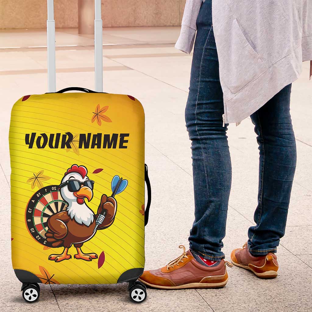 Personalized Funny Turkey Darts Luggage Cover with Sunglasses Dartboard - Wonder Print Shop