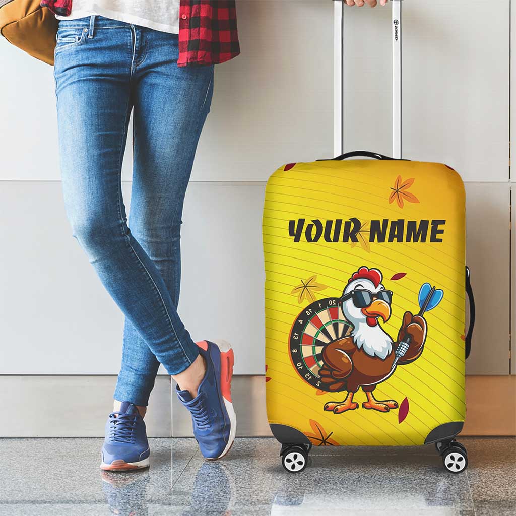 Personalized Funny Turkey Darts Luggage Cover with Sunglasses Dartboard - Wonder Print Shop