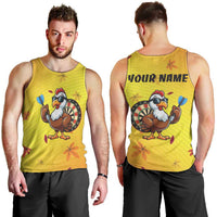 Personalized Funny Turkey Darts Men Tank Top with Sunglasses Dartboard - Wonder Print Shop