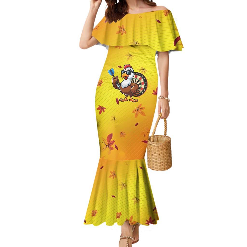 Personalized Funny Turkey Darts Mermaid Dress with Sunglasses Dartboard - Wonder Print Shop