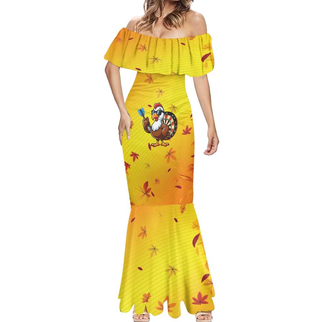 Personalized Funny Turkey Darts Mermaid Dress with Sunglasses Dartboard - Wonder Print Shop