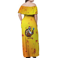 Personalized Funny Turkey Darts Off Shoulder Maxi Dress with Sunglasses Dartboard - Wonder Print Shop