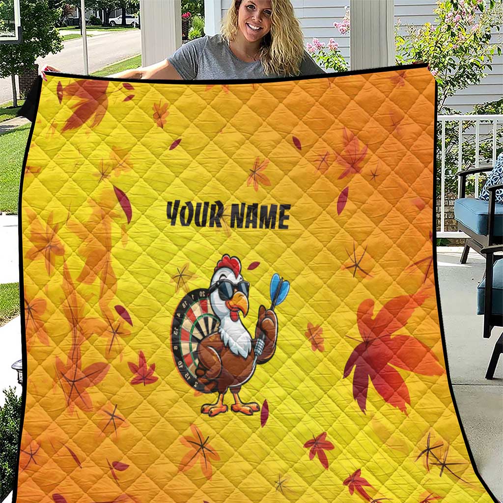 Personalized Funny Turkey Darts Quilt with Sunglasses Dartboard - Wonder Print Shop