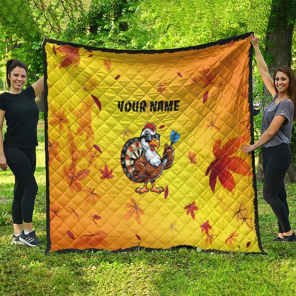 Personalized Funny Turkey Darts Quilt with Sunglasses Dartboard - Wonder Print Shop