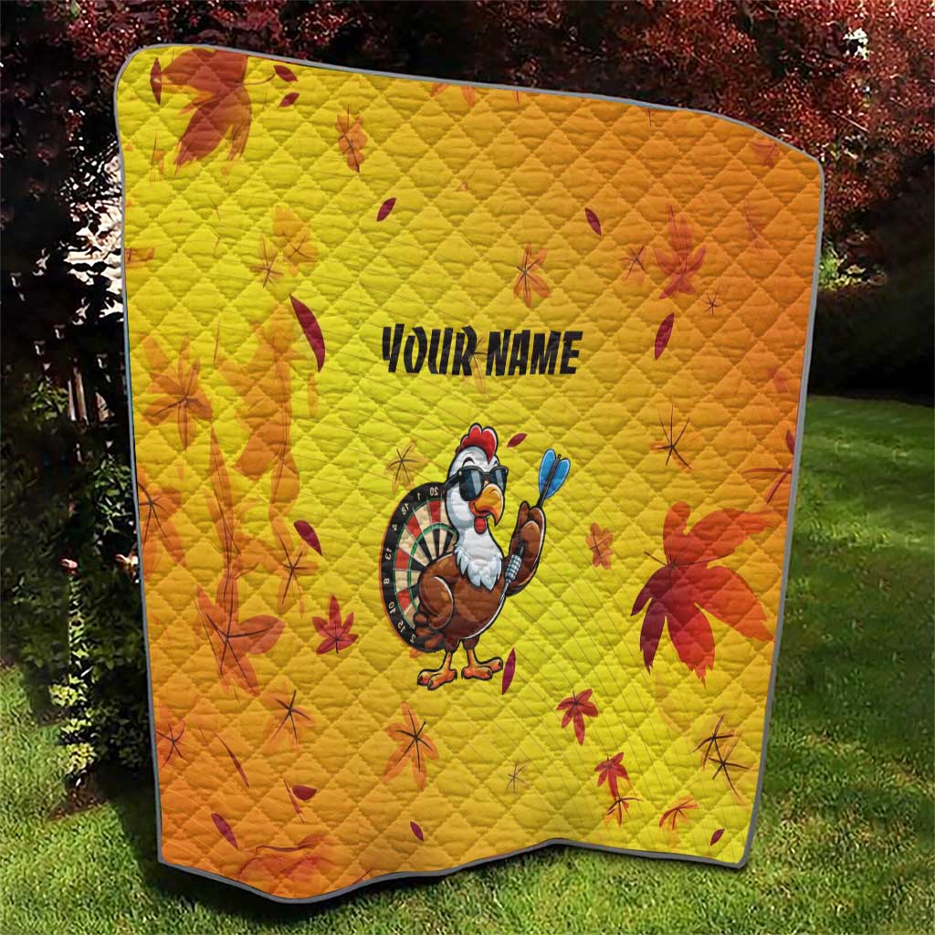 Personalized Funny Turkey Darts Quilt with Sunglasses Dartboard - Wonder Print Shop