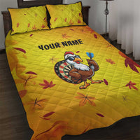 Personalized Funny Turkey Darts Quilt Bed Set with Sunglasses Dartboard - Wonder Print Shop