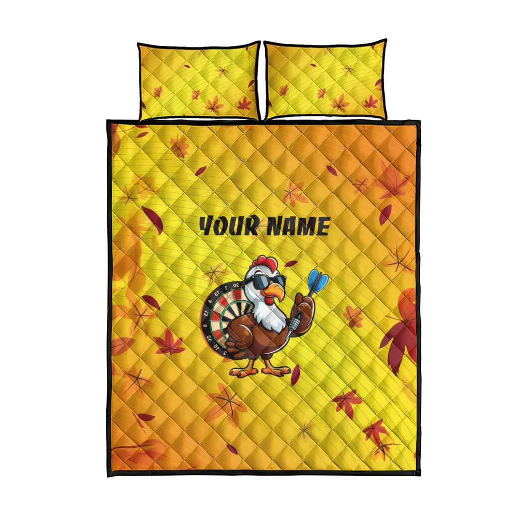 Personalized Funny Turkey Darts Quilt Bed Set with Sunglasses Dartboard - Wonder Print Shop