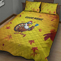Personalized Funny Turkey Darts Quilt Bed Set with Sunglasses Dartboard - Wonder Print Shop
