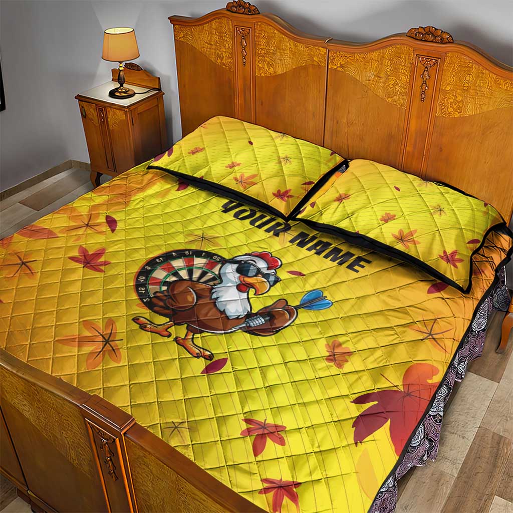 Personalized Funny Turkey Darts Quilt Bed Set with Sunglasses Dartboard - Wonder Print Shop
