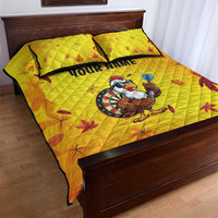 Personalized Funny Turkey Darts Quilt Bed Set with Sunglasses Dartboard - Wonder Print Shop