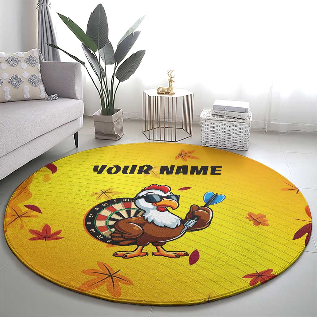 Personalized Funny Turkey Darts Round Carpet with Sunglasses Dartboard - Wonder Print Shop