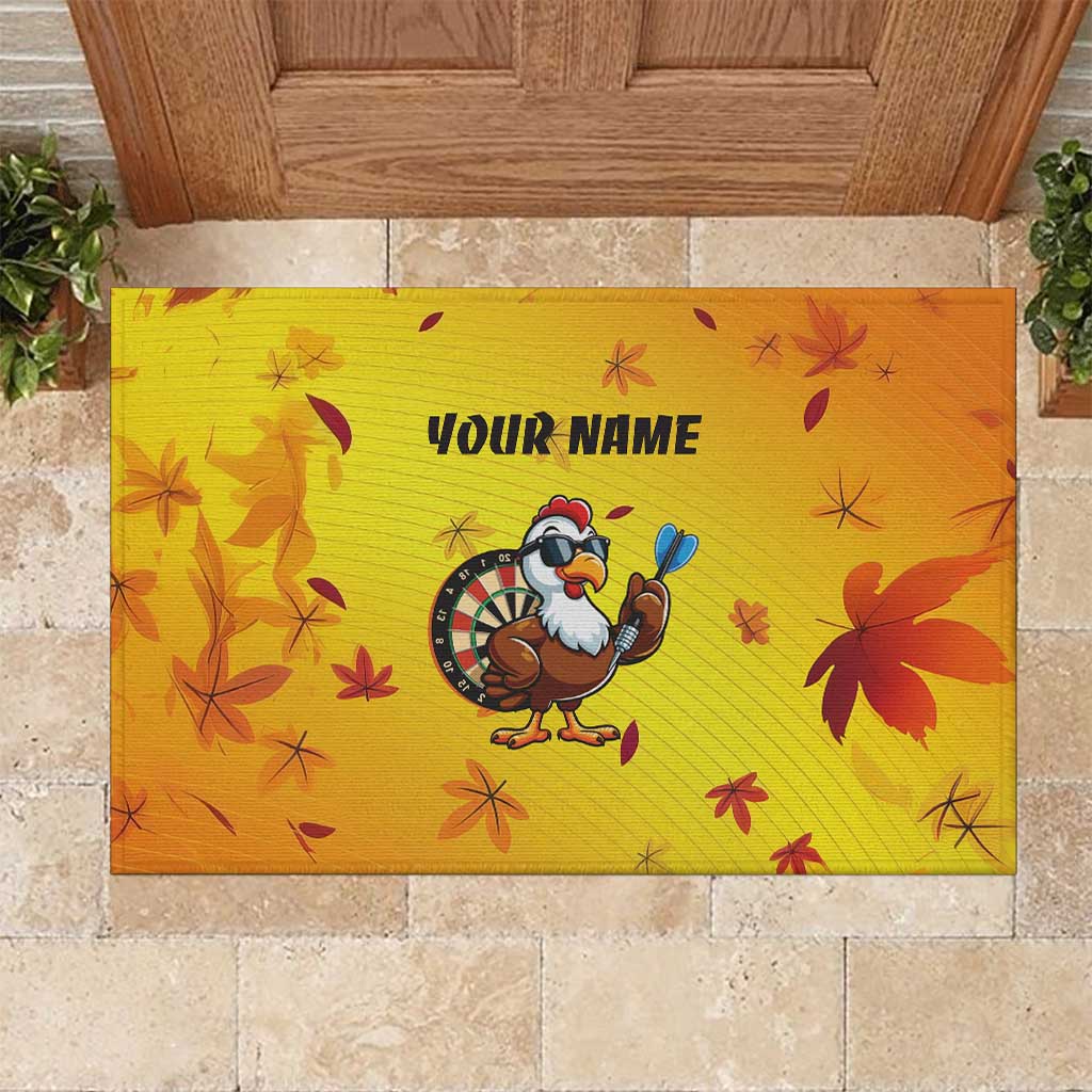 Personalized Funny Turkey Darts Rubber Doormat with Sunglasses Dartboard - Wonder Print Shop
