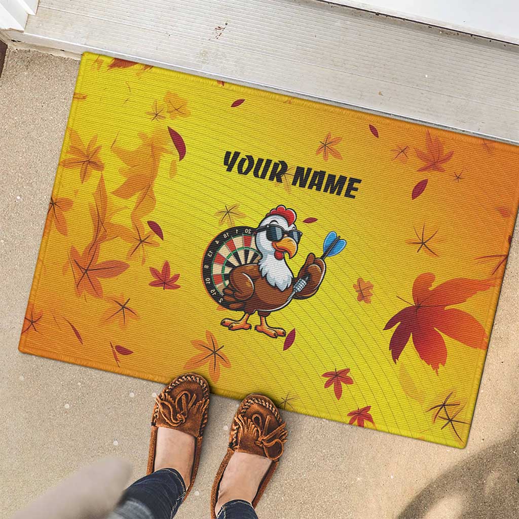 Personalized Funny Turkey Darts Rubber Doormat with Sunglasses Dartboard - Wonder Print Shop
