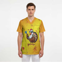 Personalized Funny Turkey Darts Scrub Top with Sunglasses Dartboard - Wonder Print Shop