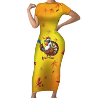 Personalized Funny Turkey Darts Short Sleeve Bodycon Dress with Sunglasses Dartboard - Wonder Print Shop