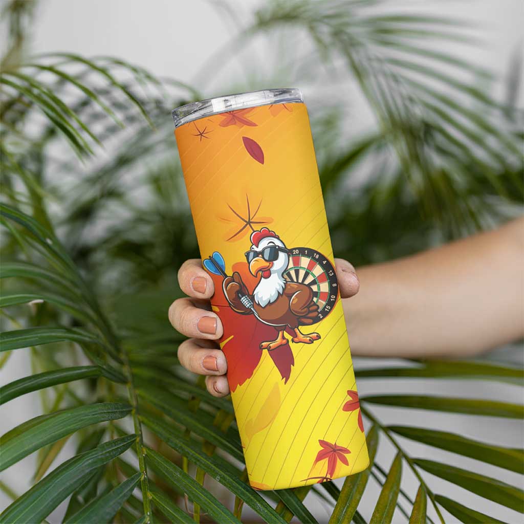 Personalized Funny Turkey Darts Skinny Tumbler with Sunglasses Dartboard - Wonder Print Shop