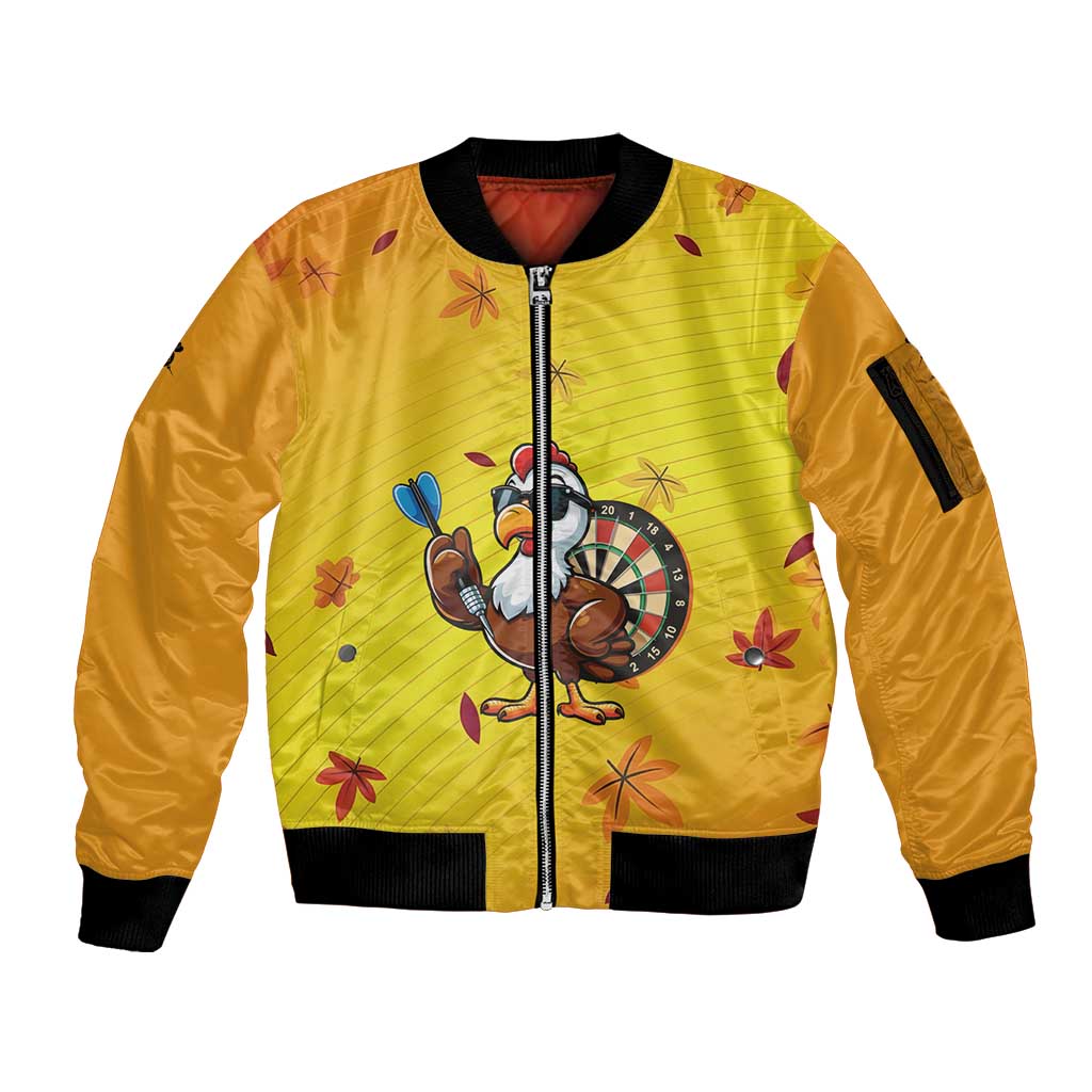Personalized Funny Turkey Darts Sleeve Zip Bomber Jacket with Sunglasses Dartboard - Wonder Print Shop