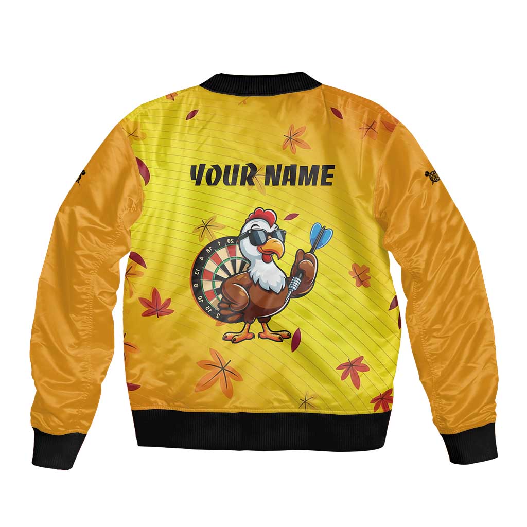 Personalized Funny Turkey Darts Sleeve Zip Bomber Jacket with Sunglasses Dartboard - Wonder Print Shop