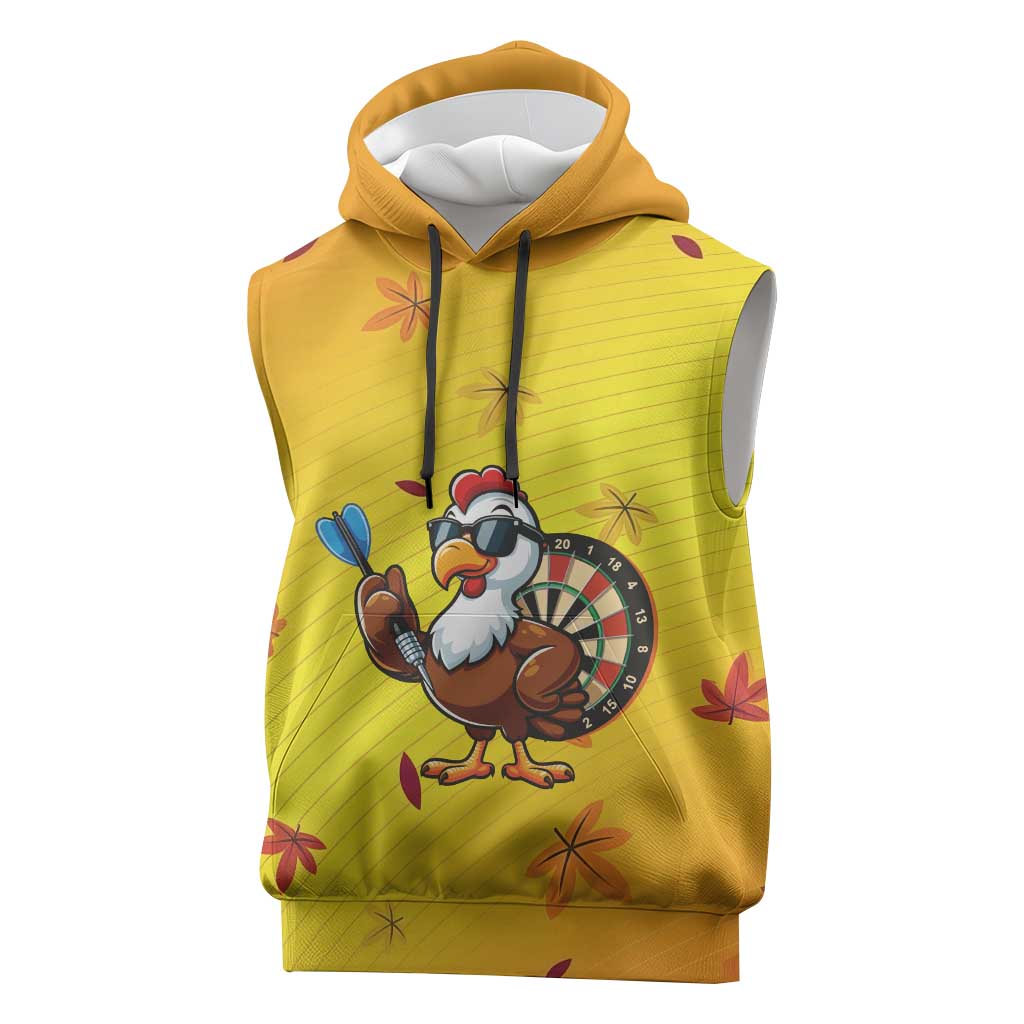 Personalized Funny Turkey Darts Sleeveless Hoodie with Sunglasses Dartboard - Wonder Print Shop