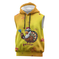 Personalized Funny Turkey Darts Sleeveless Hoodie with Sunglasses Dartboard - Wonder Print Shop