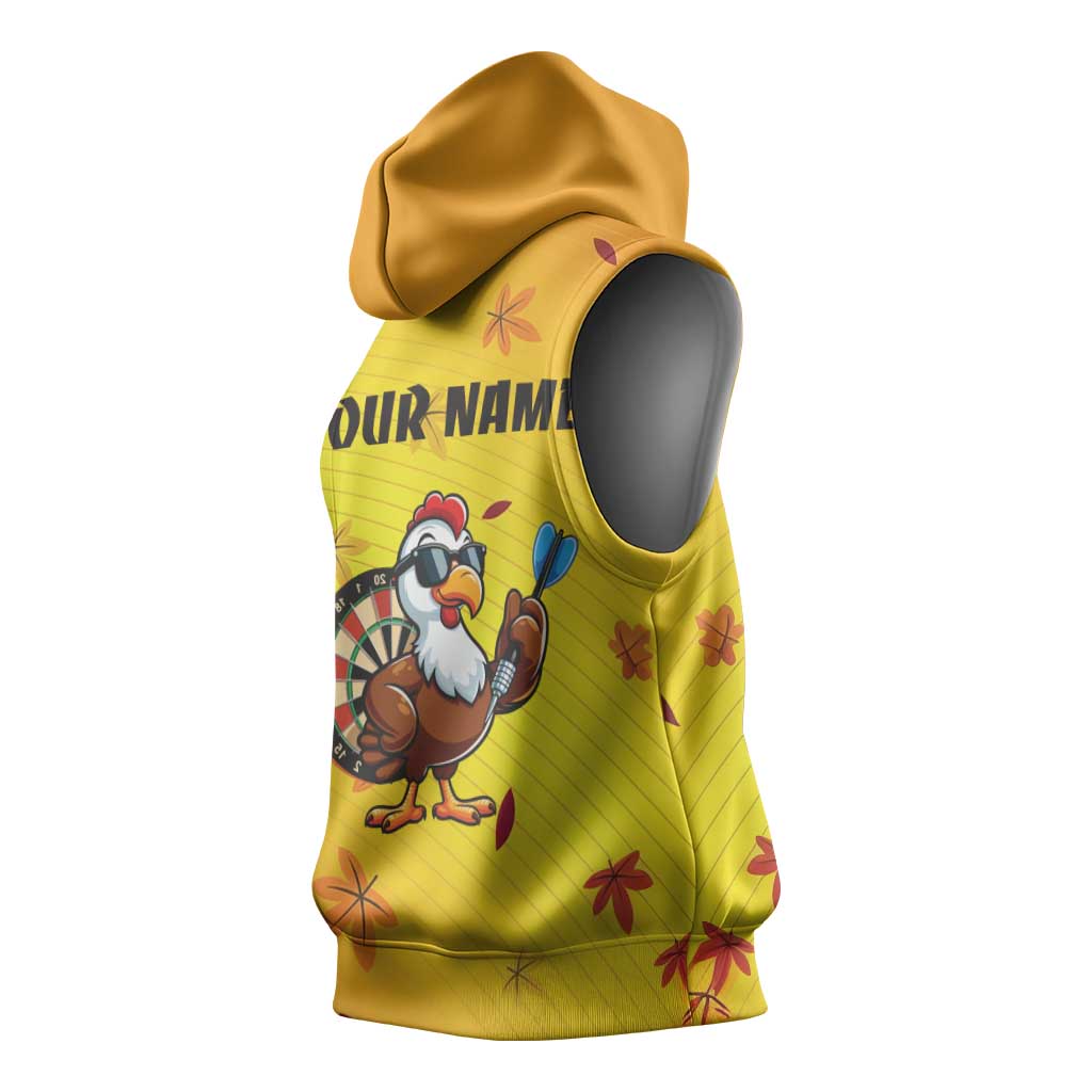 Personalized Funny Turkey Darts Sleeveless Hoodie with Sunglasses Dartboard - Wonder Print Shop