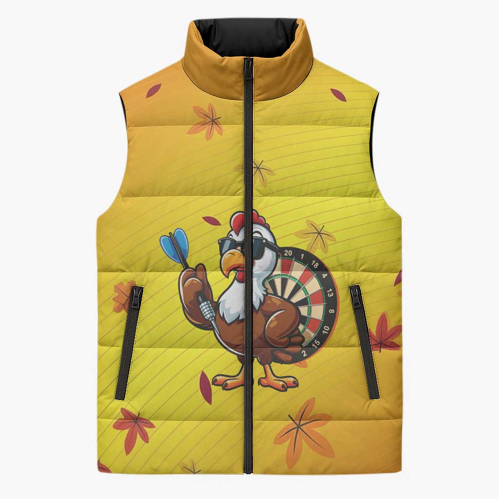 Personalized Funny Turkey Darts Sleeveless Puffer Jacket with Sunglasses Dartboard - Wonder Print Shop