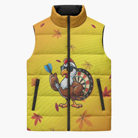 Personalized Funny Turkey Darts Sleeveless Puffer Jacket with Sunglasses Dartboard - Wonder Print Shop