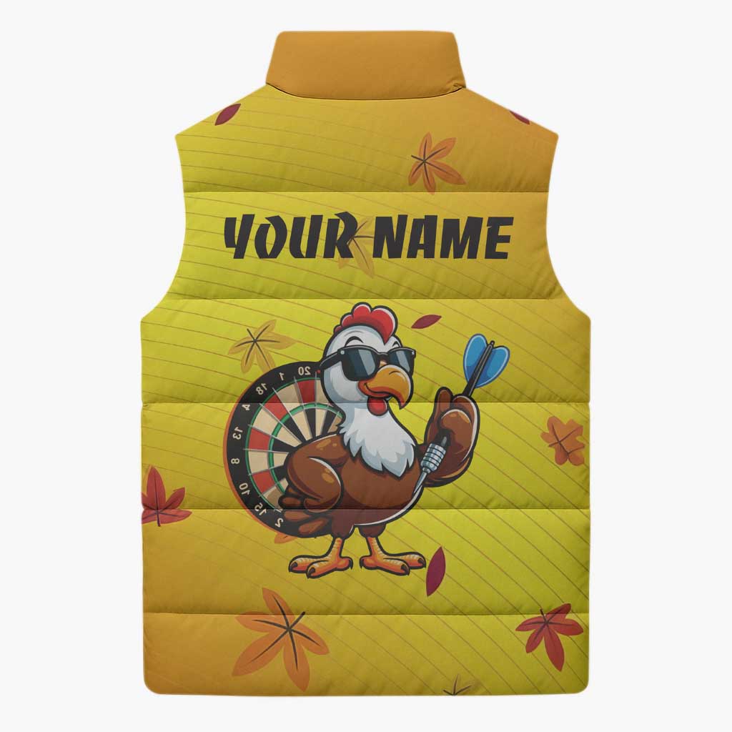 Personalized Funny Turkey Darts Sleeveless Puffer Jacket with Sunglasses Dartboard - Wonder Print Shop