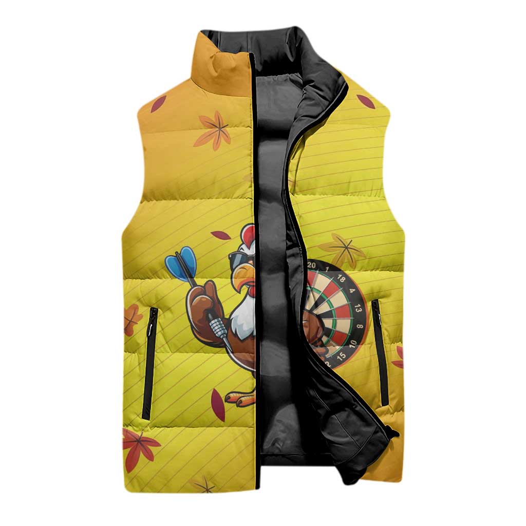 Personalized Funny Turkey Darts Sleeveless Puffer Jacket with Sunglasses Dartboard - Wonder Print Shop