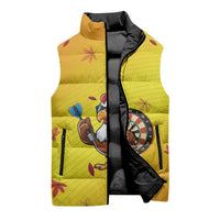 Personalized Funny Turkey Darts Sleeveless Puffer Jacket with Sunglasses Dartboard - Wonder Print Shop