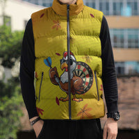 Personalized Funny Turkey Darts Sleeveless Puffer Jacket with Sunglasses Dartboard - Wonder Print Shop