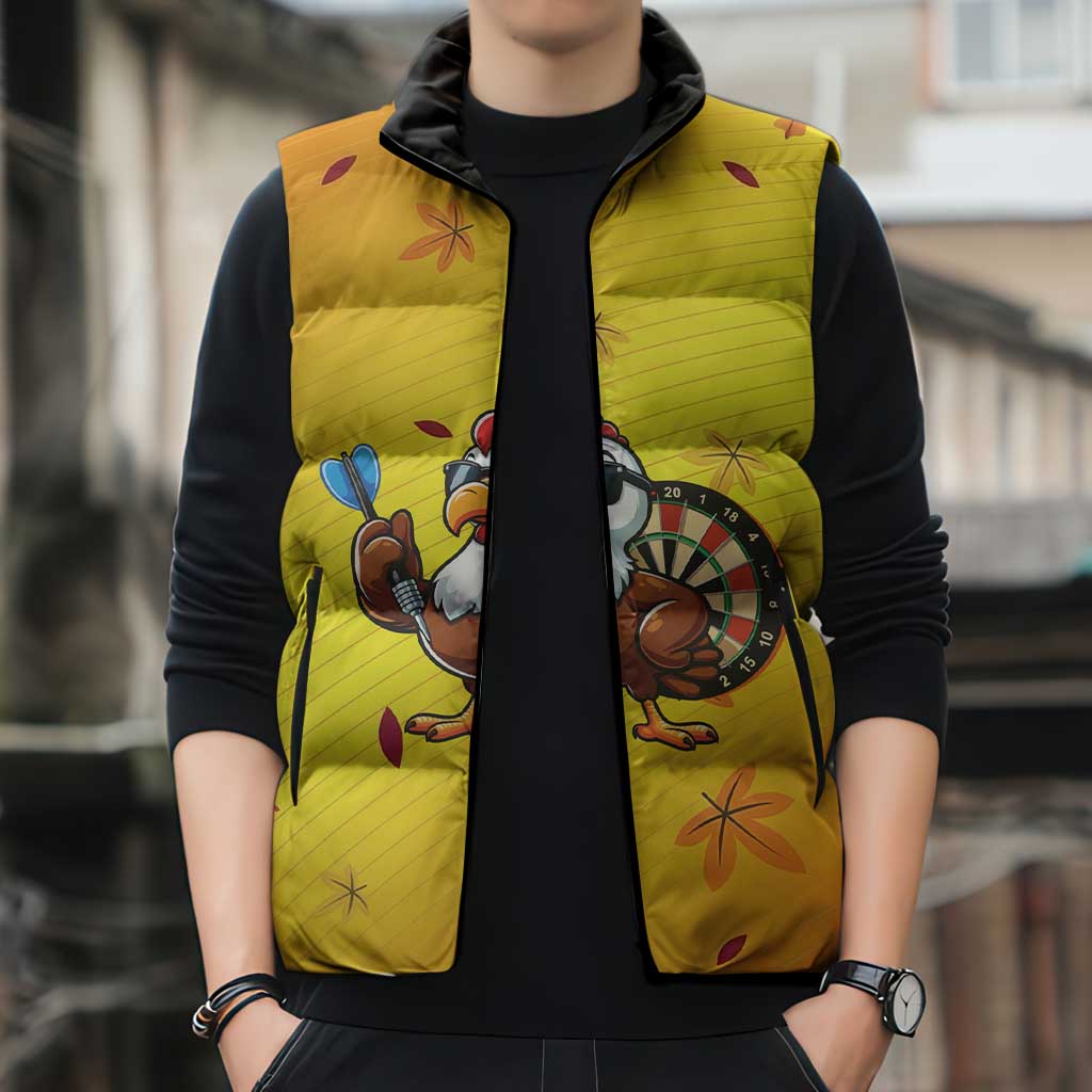Personalized Funny Turkey Darts Sleeveless Puffer Jacket with Sunglasses Dartboard - Wonder Print Shop