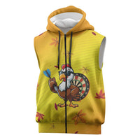 Personalized Funny Turkey Darts Sleeveless Zip Hoodie with Sunglasses Dartboard - Wonder Print Shop